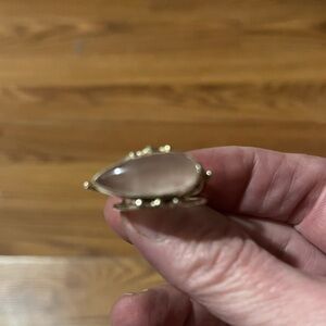 Rose Quartz Sterling Silver Teardrop Ring